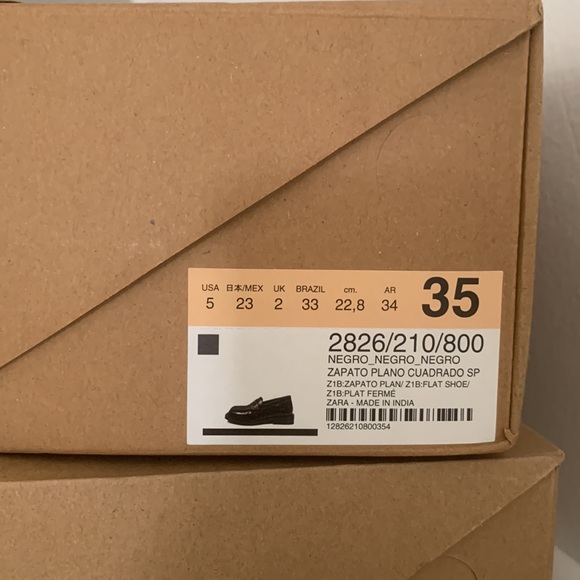 Zara NIB Square Toe Leather Loafers size US 5 - Picture 15 of 15